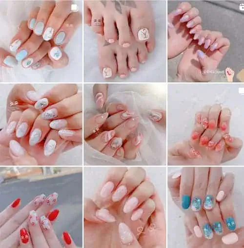 Gallery of various Korean-style nail designs
