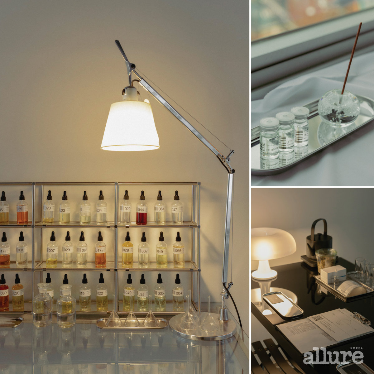 A customer experience scene taking fragrance sampling and custom blending in a perfume workshop on the myeongchi line