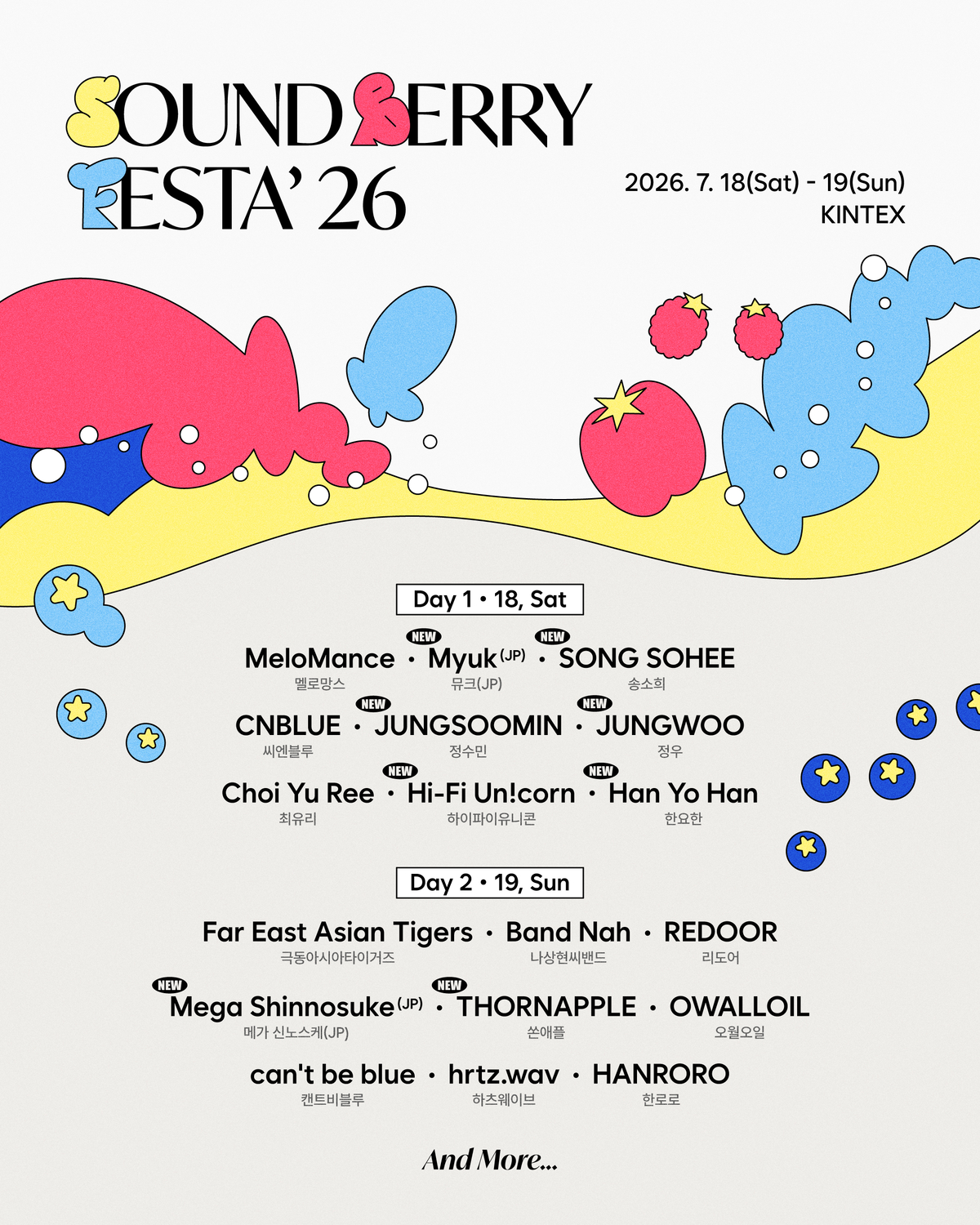 'Soundberry Festa' (SOUNDBERRY FESTA) announces the lineup for Round 2: Mega Shinnosuke, Myuk, Song So-hee, Thun Apple, and 8 teams in total