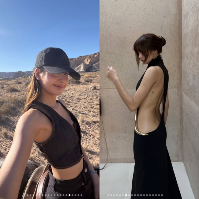 Lisa, amid breakup rumors with a second-generation chaebol heir, makes a daring reveal... a side view with her waist exposed to the back