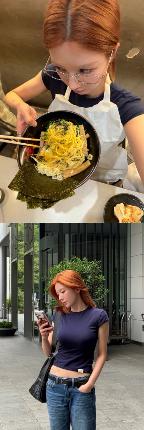 Kwon Eun-bi shows off her standout glamour in a crop top while traveling in Japan... her waist is just a handful