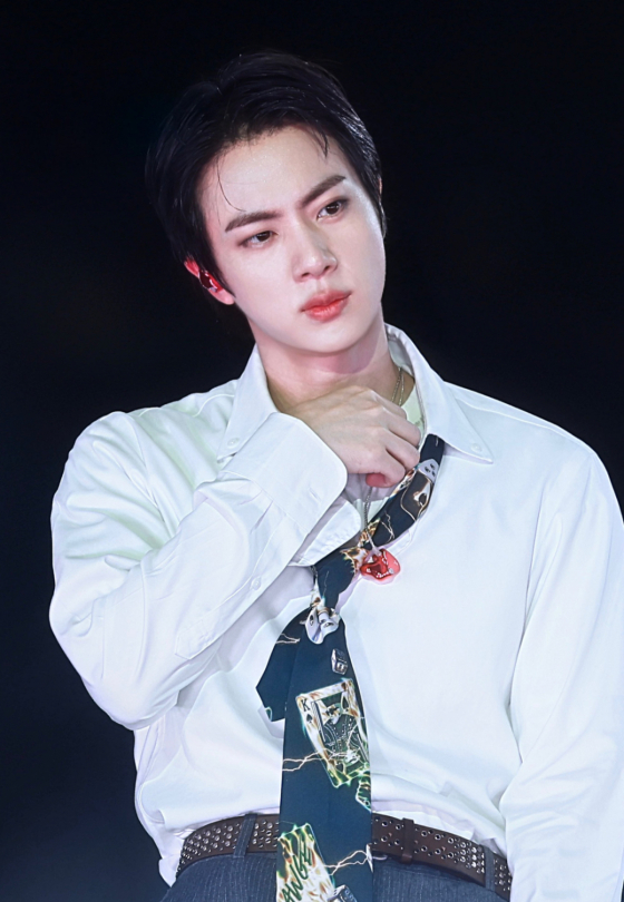 'God of Beauty' BTS's Jin, Perfect Visuals Amid Torrential Rain → Passionate Live Performance.. No. 1 on Korea's Real-Time Trends