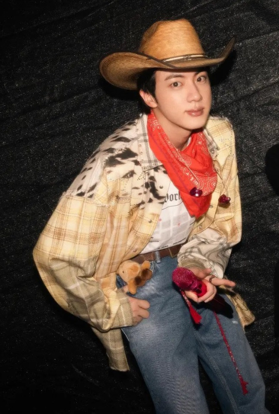 BTS Jin Captivates Texas Wearing a Cowboy Woody Hat... 'JIN ROPES IT IN ARLINGTON'
