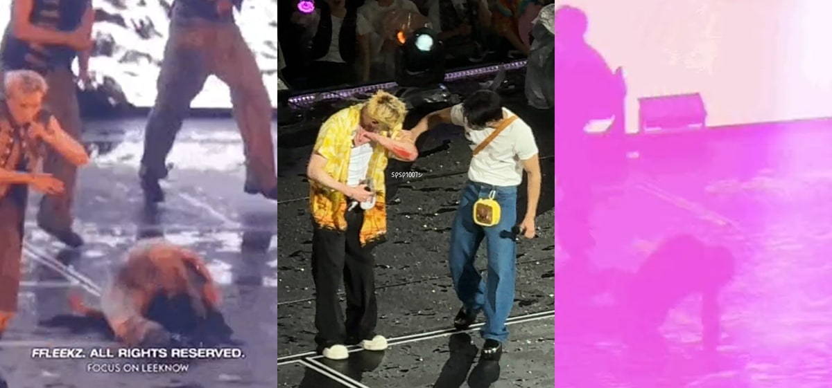 Durante la actuación de Stray Kids, una caída le hizo sangrar… Lee Know fue llevado al hospital