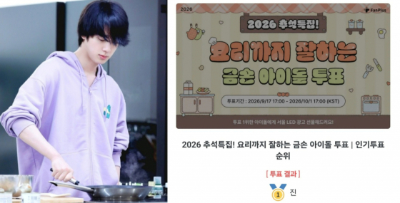 As expected, the ultimate all-rounder! BTS's Jin ranks No. 1 as the 'Idol with Golden Hands Who Is Even Good at Cooking'