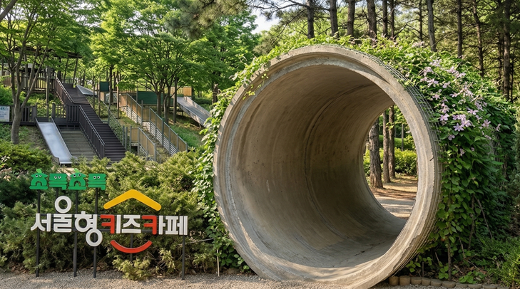This is a photo of the outdoor play space at the Seoul Forest Forest Playground..