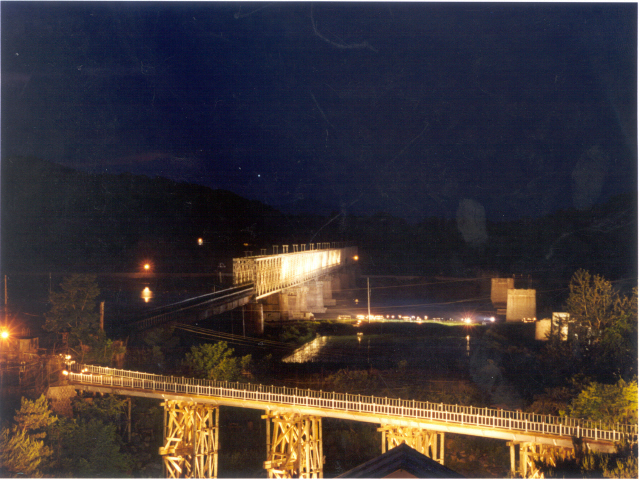 The night view of Freedom Bridge at Paju Imjingak.