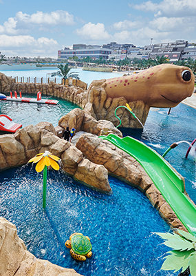 These are the kids' pool and turtle pool at Wave Park.