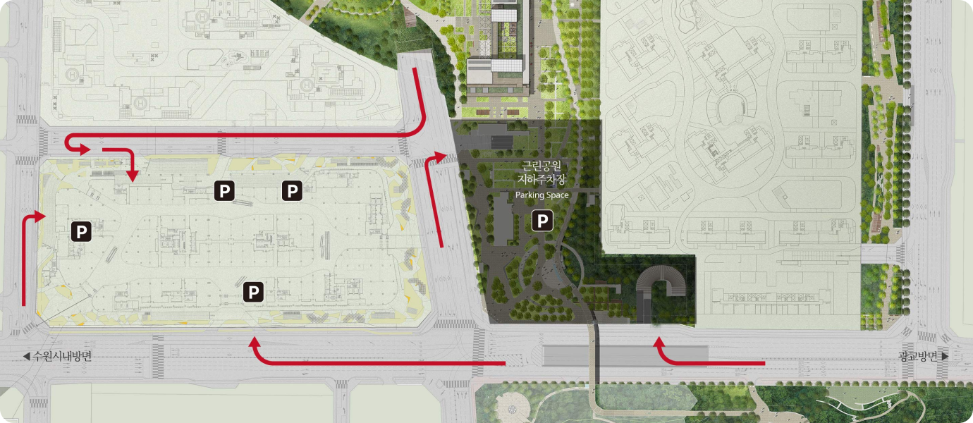 Parking information for the Starfield Suwon branch: 6Includes information such as free parking hours, location, EV charging stations, and car-finder service