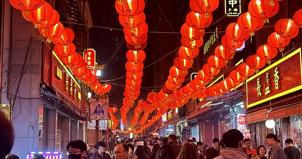 부산 차이나타운의 거리 풍경입니다.