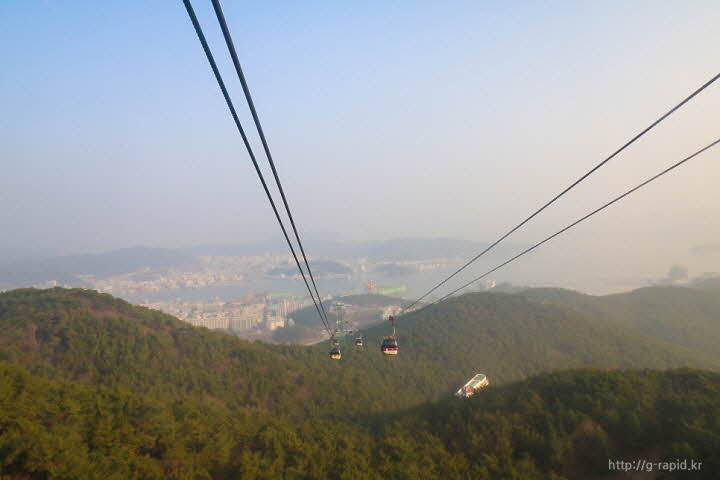 케이블카에서 바라본 한려수도 풍경입니다.
