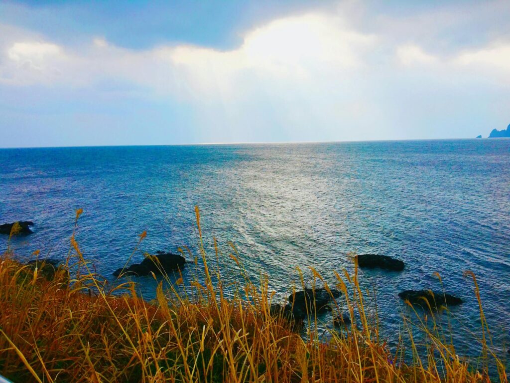 성산일출봉과 섭지코지 일대의 해안 풍경입니다.