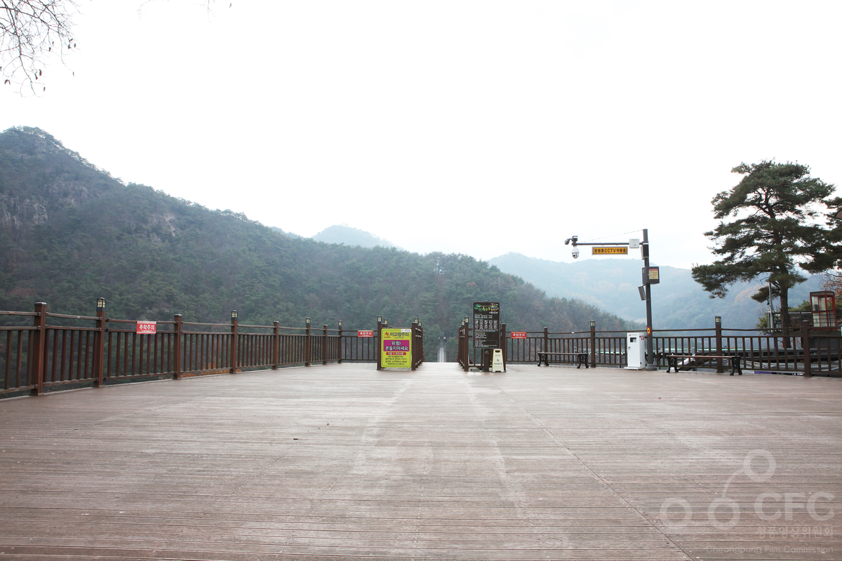 제천 옥순봉 출렁다리와 청풍호 풍경입니다.