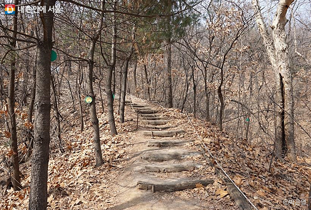 배봉초등학교 쪽에서 오르는 배봉산 둘레길 입구입니다.