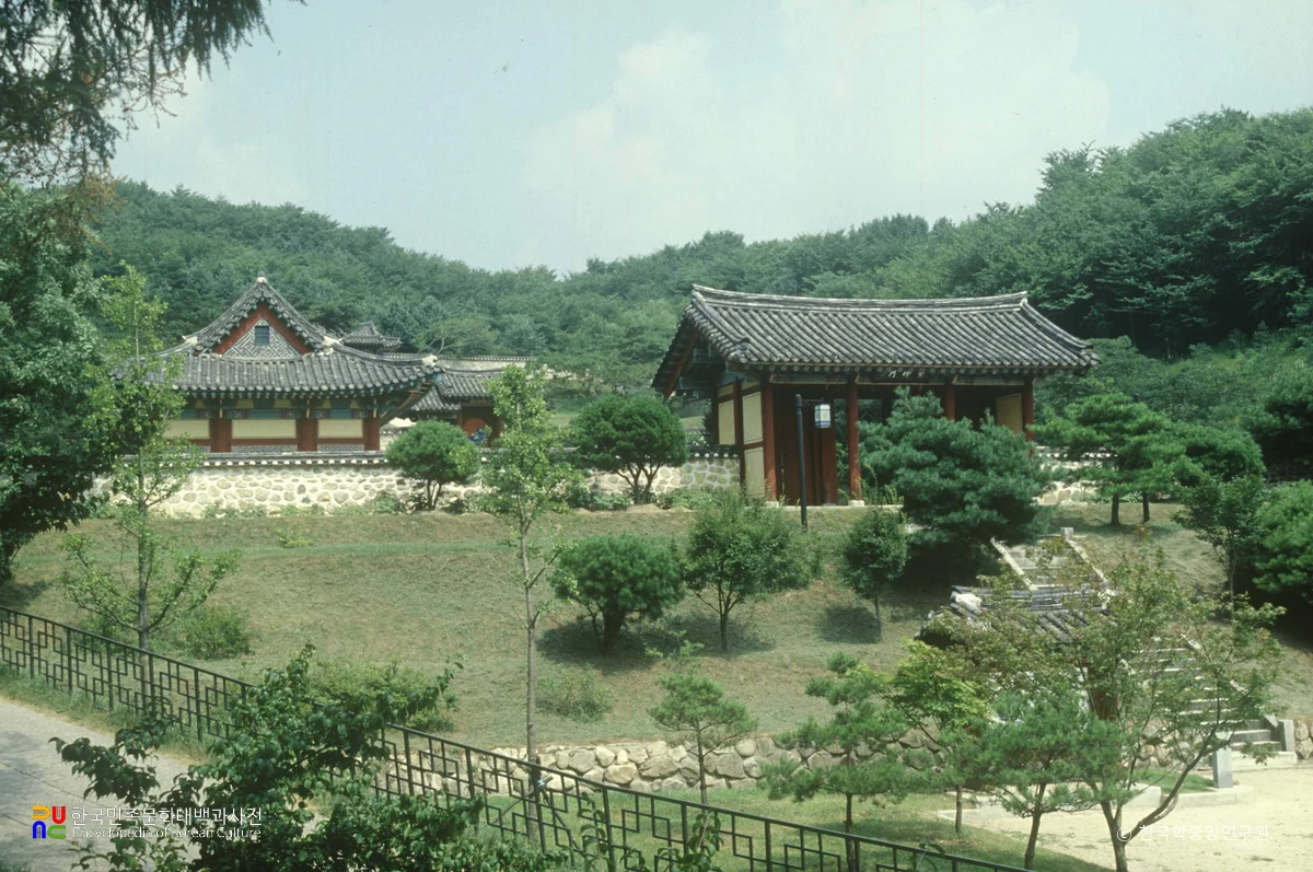 Stone Steps at Jangsu Nongae Shrine Overlooking Uiam Lake and the 1846 Saengjang Hyangsumyeongbi Monument