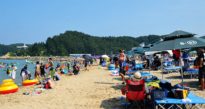 1.5km 백사장과 하조대 정자를 함께 보는 양양 해변