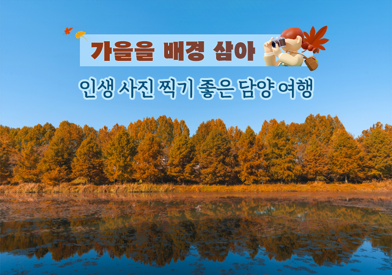 가을 나무를 배경으로 한 담양 여행 풍경입니다.