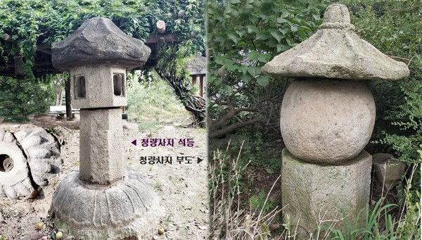 흥륜사 청량사지에 남은 석등과 조선 전기 부도입니다.