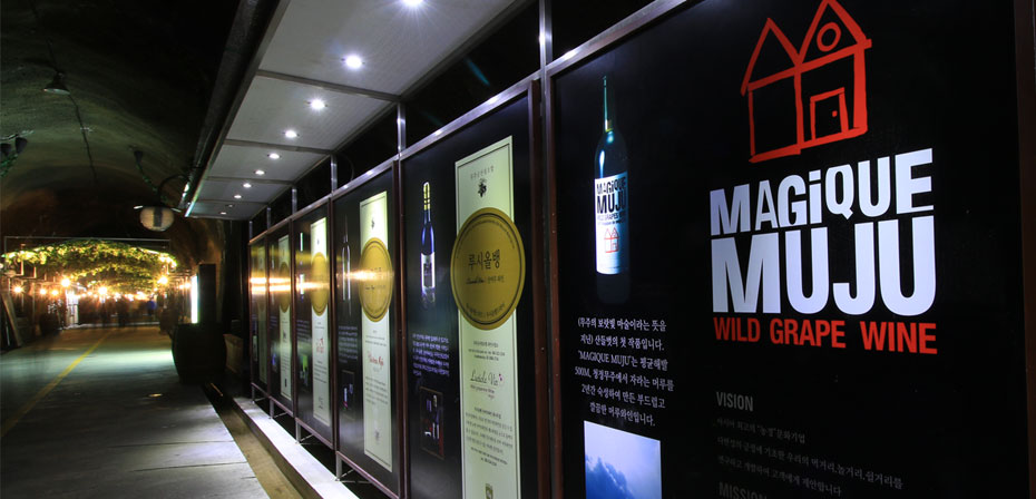 Muju Wild Grape Wine Cave, Transformed from a Work Tunnel into a Wine Cellar