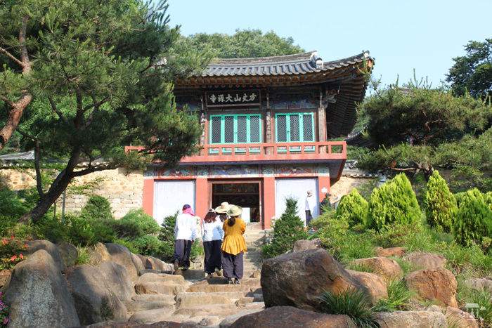 대원사 계곡을 따라 사찰로 향하는 숲길 풍경입니다.