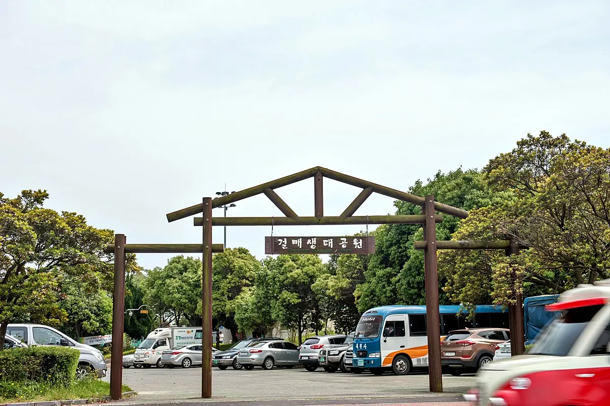 걸매생태공원 산책로와 주변 녹지의 연결감을 보여주는 사진입니다.