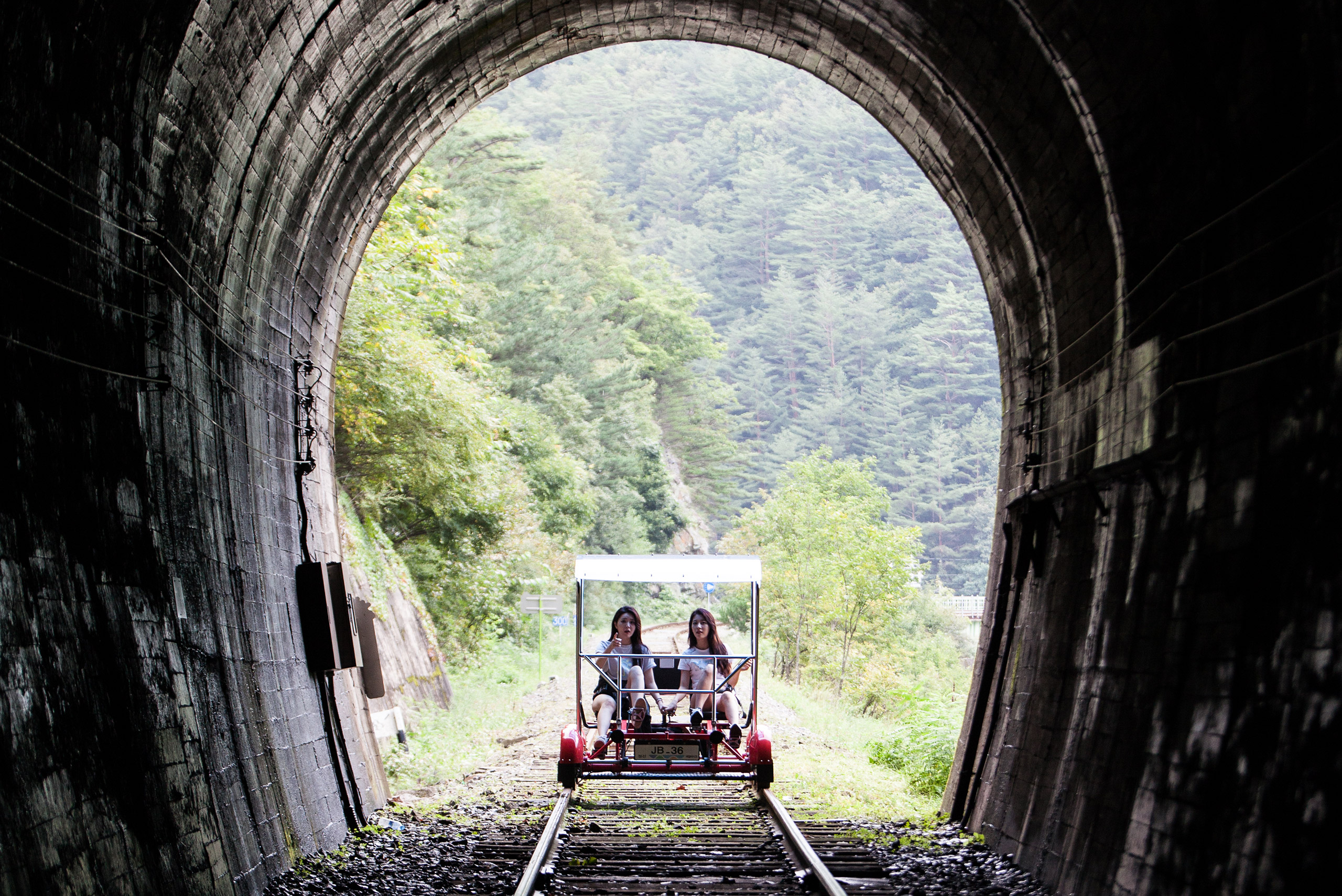 Jeongseon Rail Bike Gujeolri to Aura 7.2km through nature